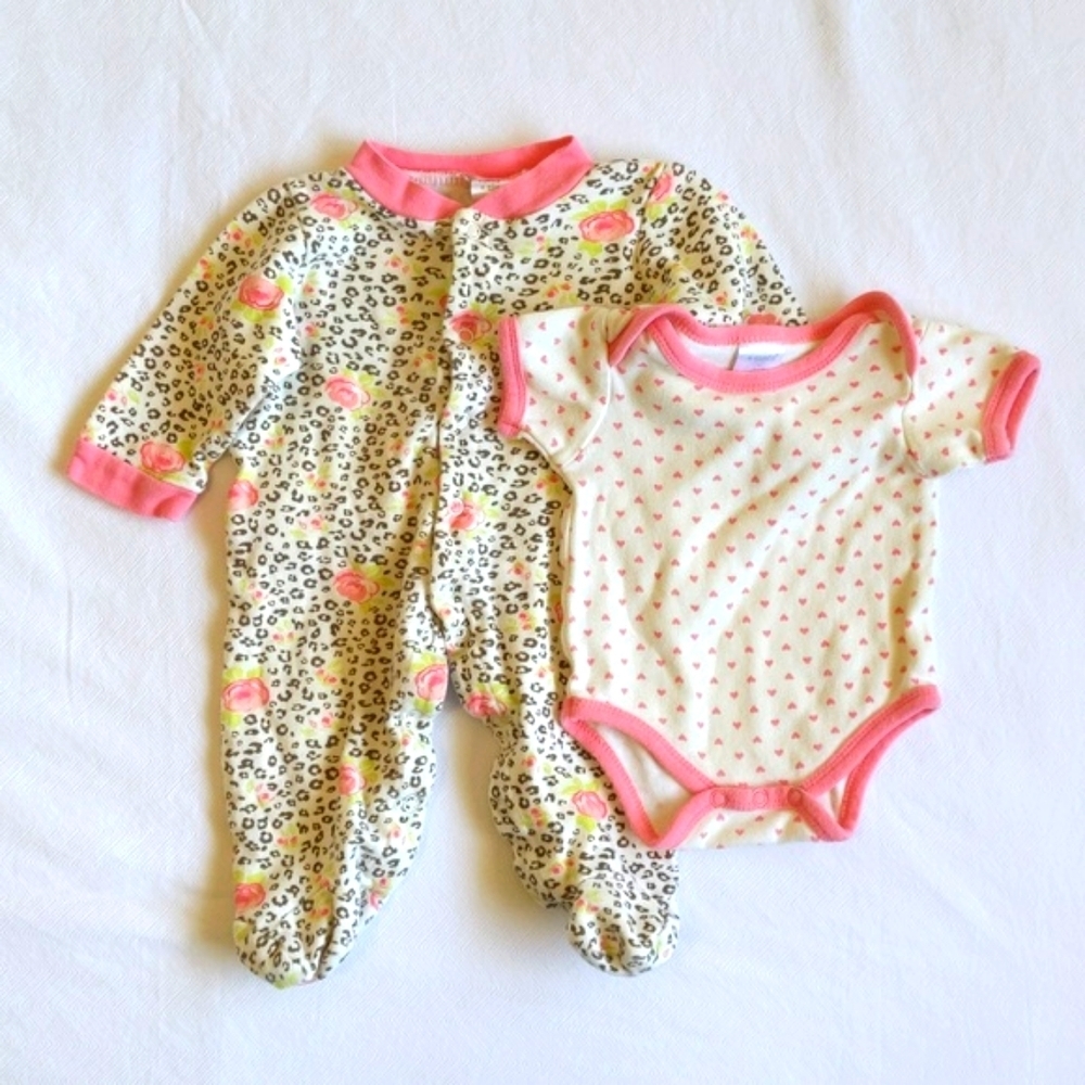 sandy & simon sleeper & bodysuit layering matching set 0-3 months baby girl